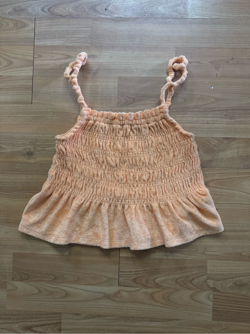 SO Peach Smocked Crop Tank